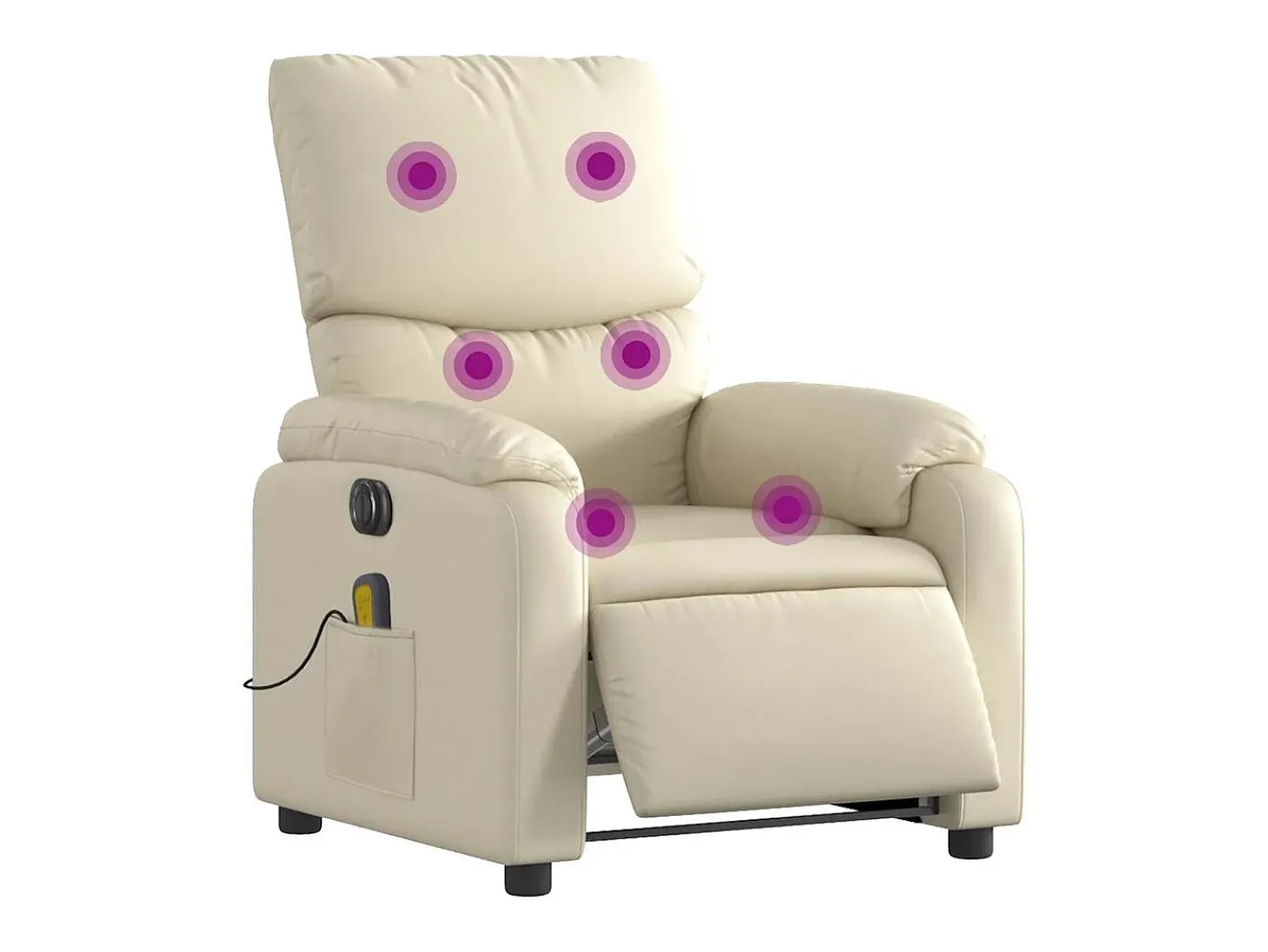 Poltrona| Poltrona massagens reclinável elétrica couro artificial SHL18131 Creme