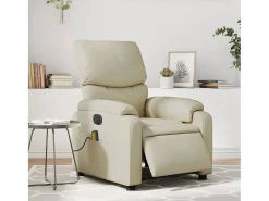 Poltrona| Poltrona massagens reclinável elétrica couro artificial SHL18131 Creme
