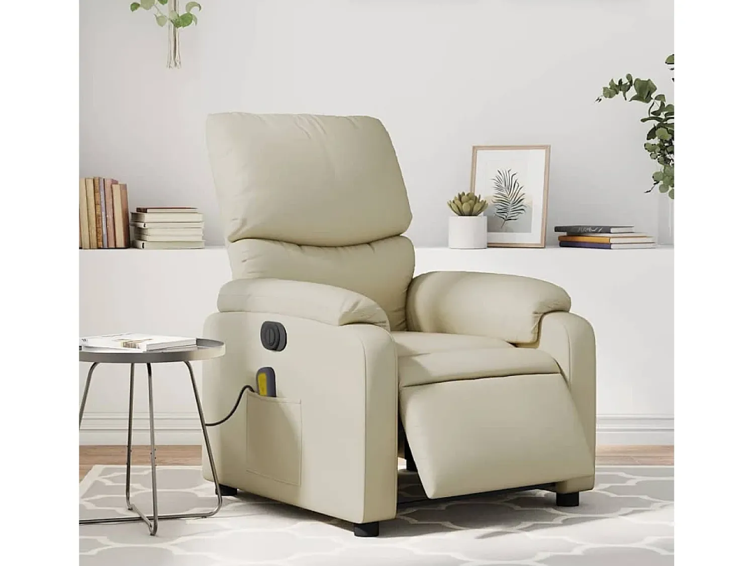 Poltrona| Poltrona massagens reclinável elétrica couro artificial SHL18131 Creme