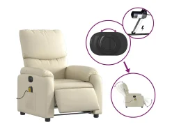 Poltrona| Poltrona massagens reclinável elétrica couro artificial SHL18131 Creme