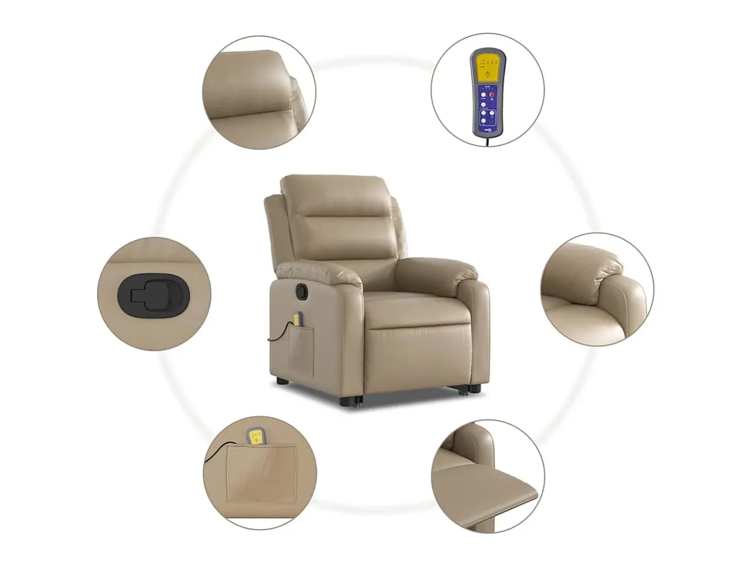 Best Poltrona massagens reclinável elevatória couro art. cappuccino SHL867421 Castanho