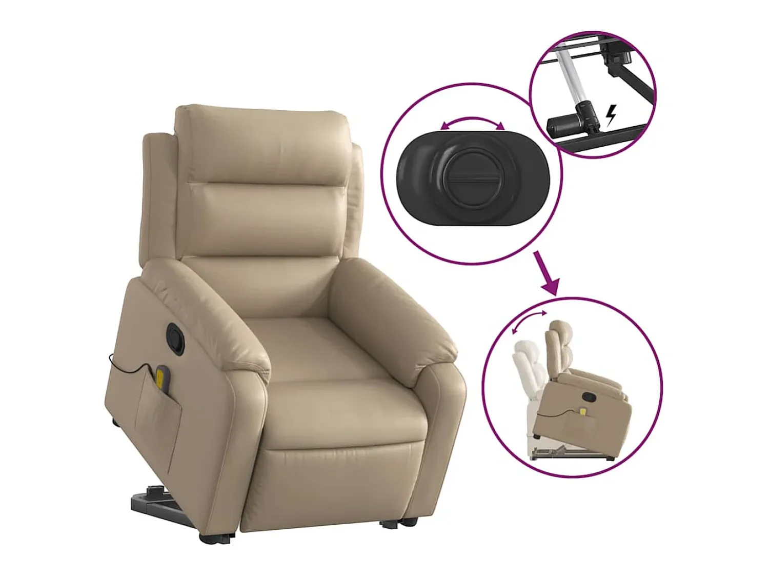 Best Poltrona massagens reclinável elevatória couro art. cappuccino SHL867421 Castanho