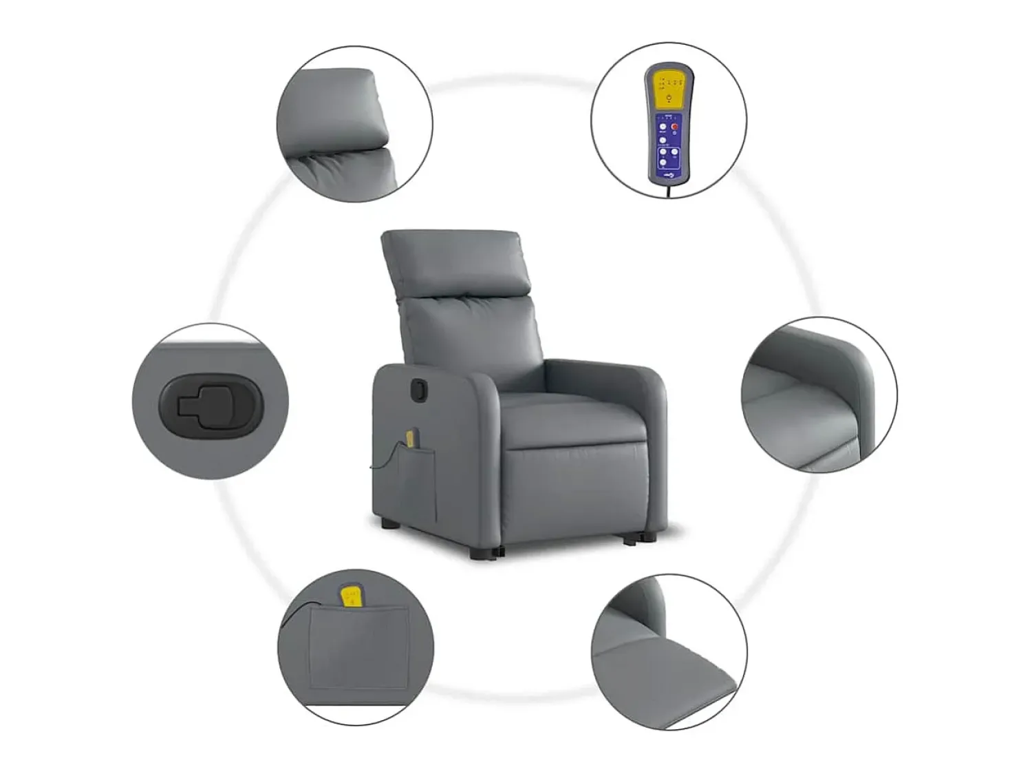 Poltrona massagens reclinável elevatória couro artif. SHL783119^ Poltrona