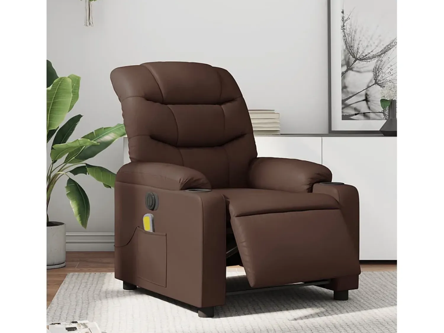 Poltrona massagens reclinável elétrica couro artif. SHL976079^ Poltrona