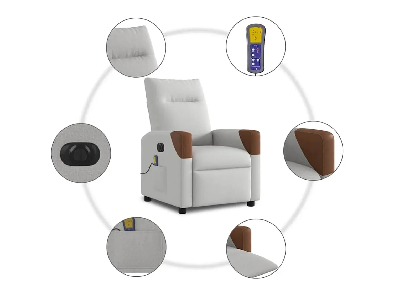 Poltrona| Poltrona massagens reclinável elétrica tecido -nublado SHL32005 Cinzento