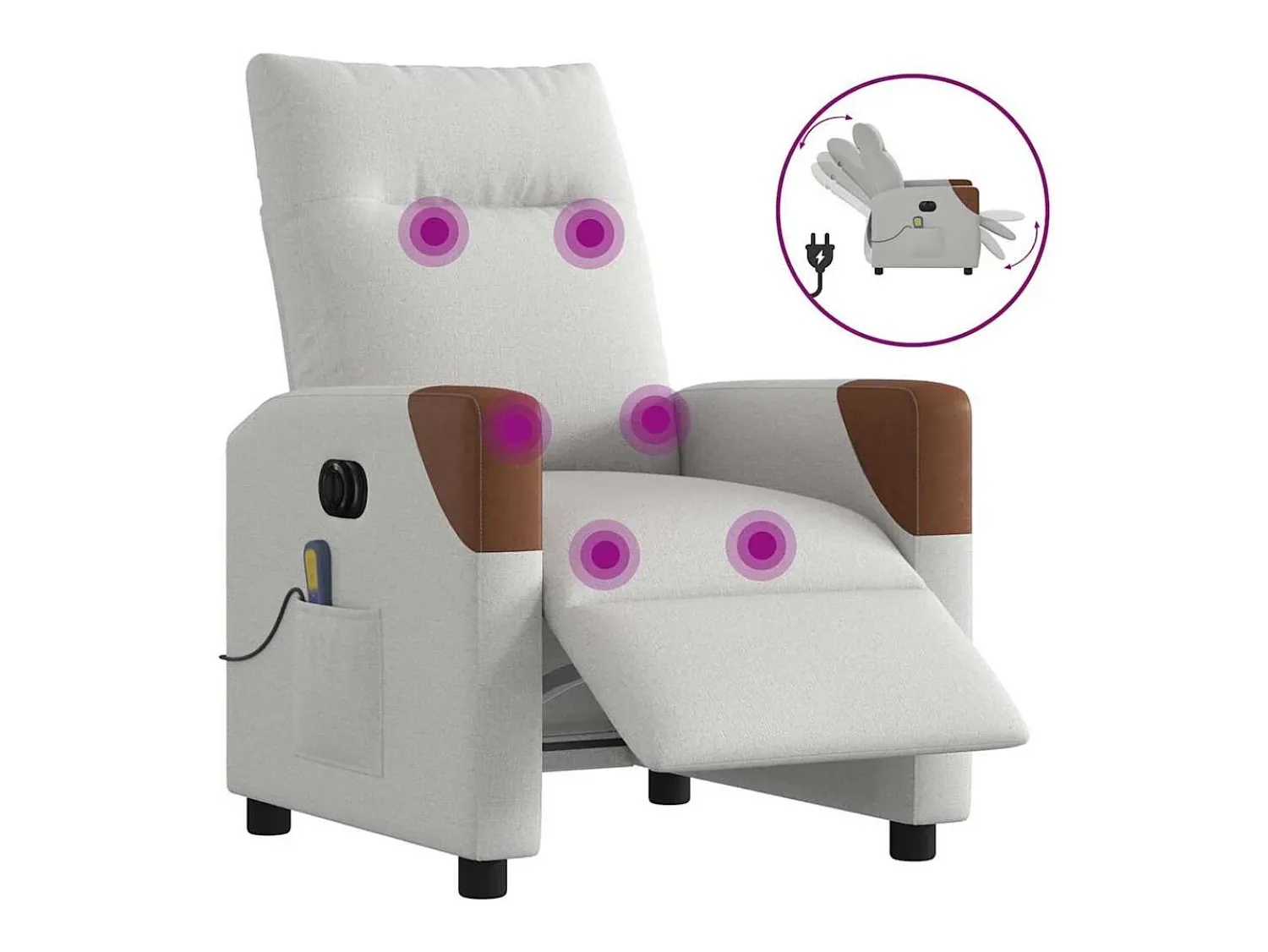 Poltrona| Poltrona massagens reclinável elétrica tecido -nublado SHL32005 Cinzento