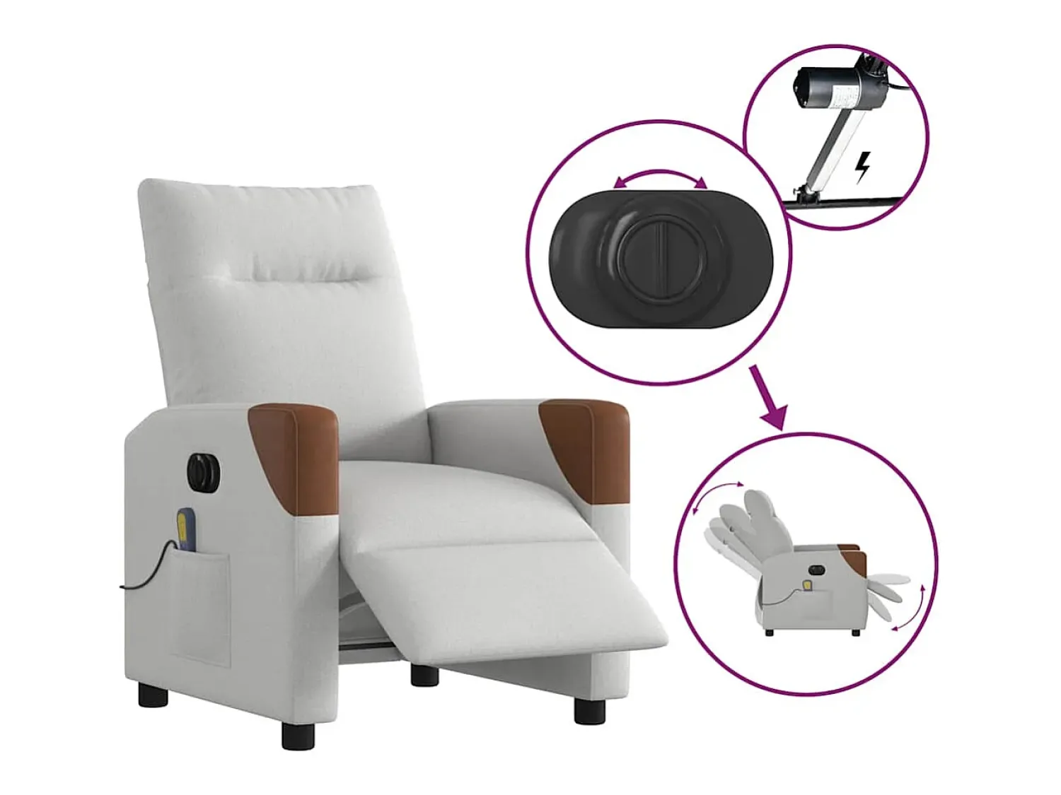 Poltrona| Poltrona massagens reclinável elétrica tecido -nublado SHL32005 Cinzento
