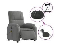 Poltrona massagens reclinável elétrica microfibra cinza-escuro SHL496139^ Poltrona