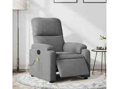 Poltrona massagens reclinável elétrica microfibra cinza-escuro SHL496139^ Poltrona