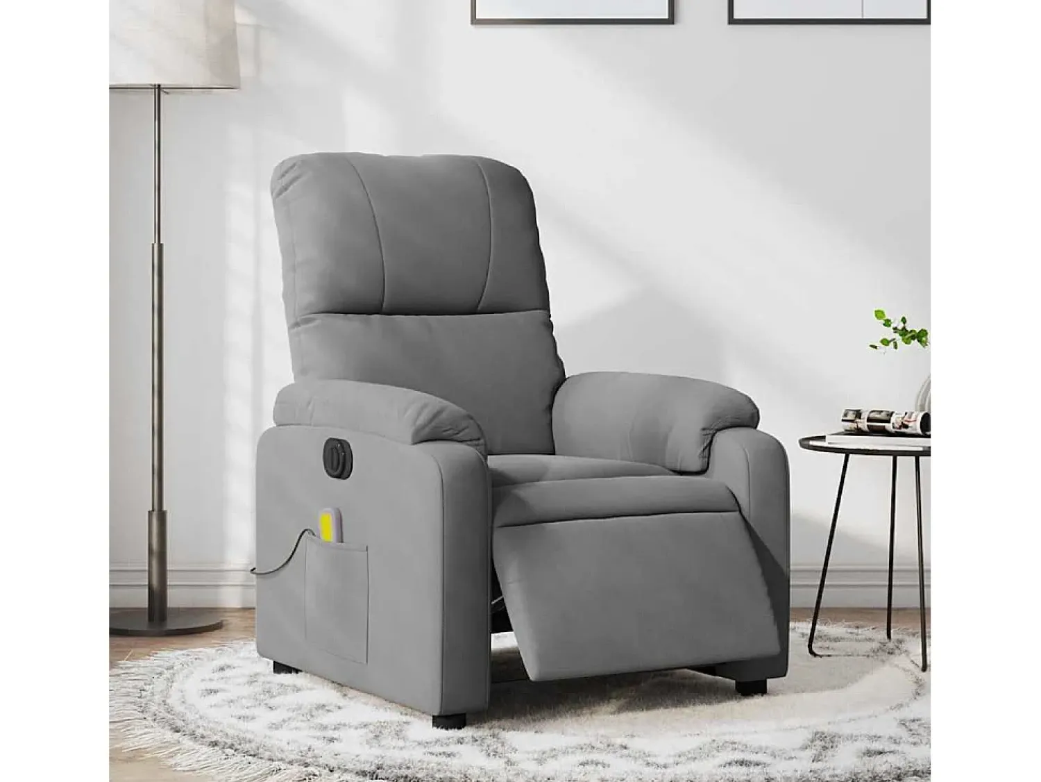 Poltrona massagens reclinável elétrica microfibra cinza-escuro SHL496139^ Poltrona