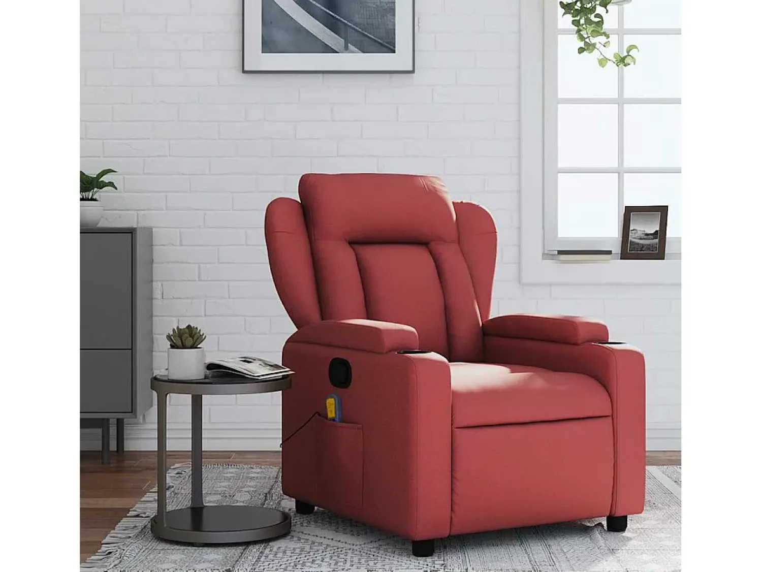 Best Poltrona massagens reclinável couro artificial tinto SHL407972 Vermelho