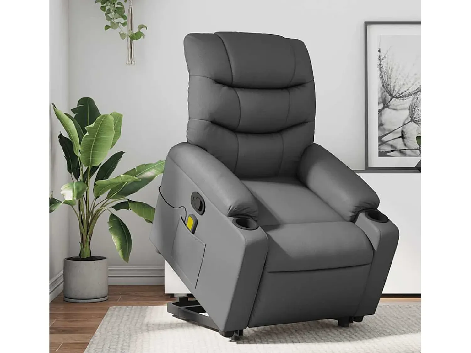 Poltrona* Poltrona massagens reclinável elevatória couro artif. SHL115008 Cinzento