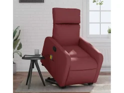 Poltrona* Poltrona massagens reclinável couro artificial tinto SHL827276 Vermelho