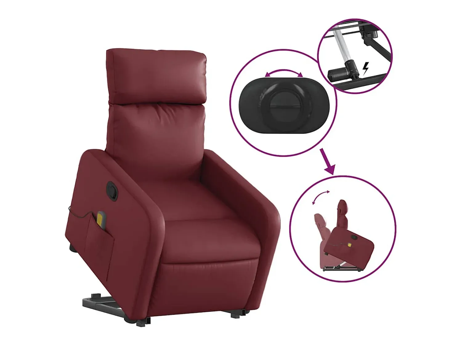 Poltrona* Poltrona massagens reclinável couro artificial tinto SHL827276 Vermelho