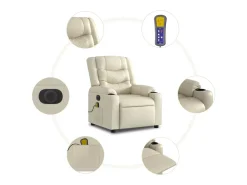 Poltrona* Poltrona massagens reclinável elétrica couro artificial SHL683238 Creme