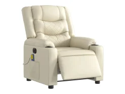 Poltrona* Poltrona massagens reclinável elétrica couro artificial SHL683238 Creme