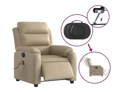 Poltrona| Poltrona massagens reclinável elétrica couro artif. cappuccino SHL673657 Castanho