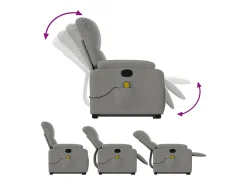 Discount Poltrona massagens reclinável elevatória microfibra cinza-claro SHL690558 Cinzento