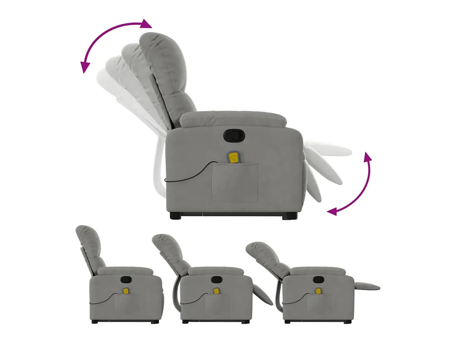 Discount Poltrona massagens reclinável elevatória microfibra cinza-claro SHL690558 Cinzento