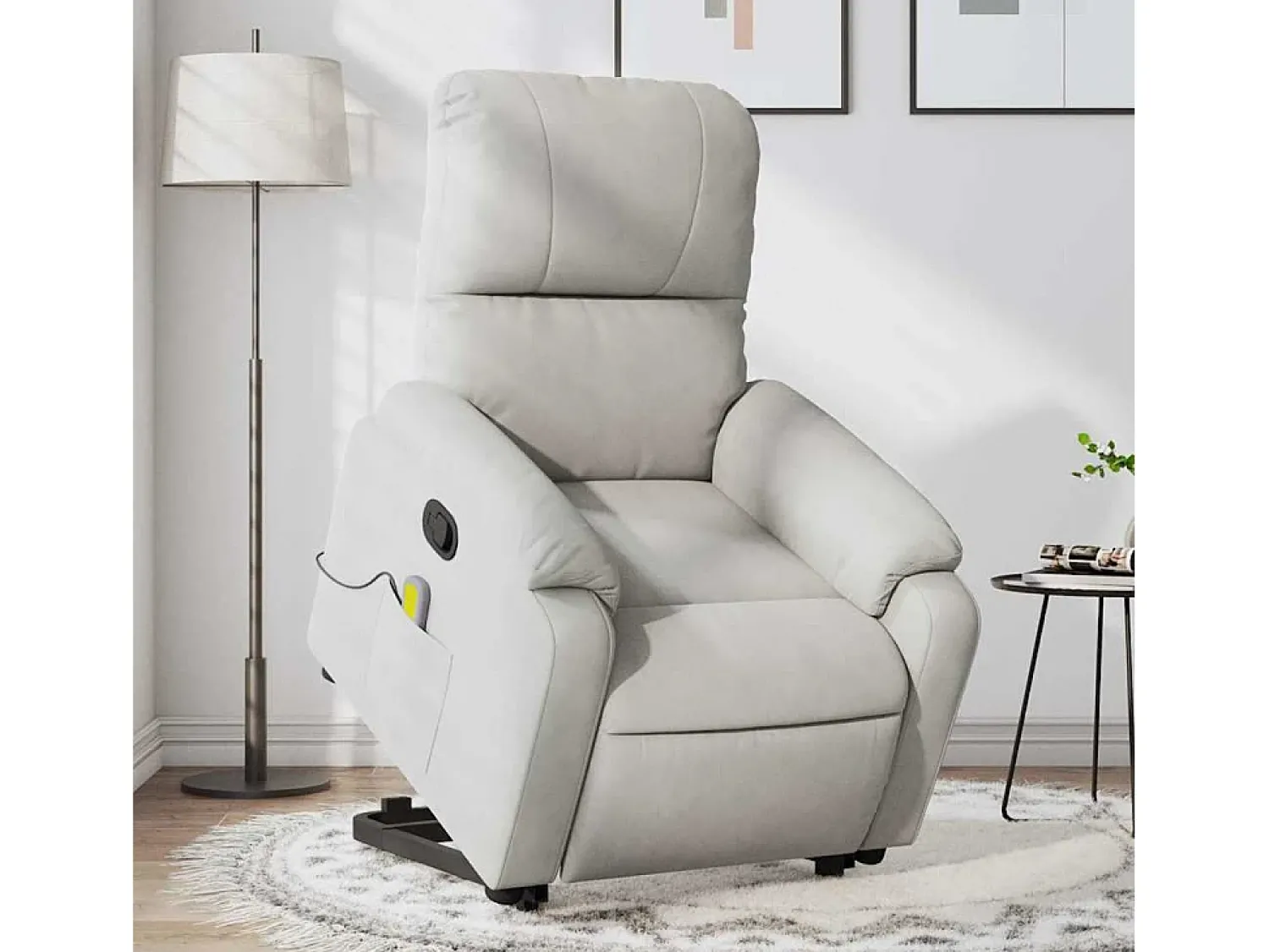 Discount Poltrona massagens reclinável elevatória microfibra cinza-claro SHL690558 Cinzento