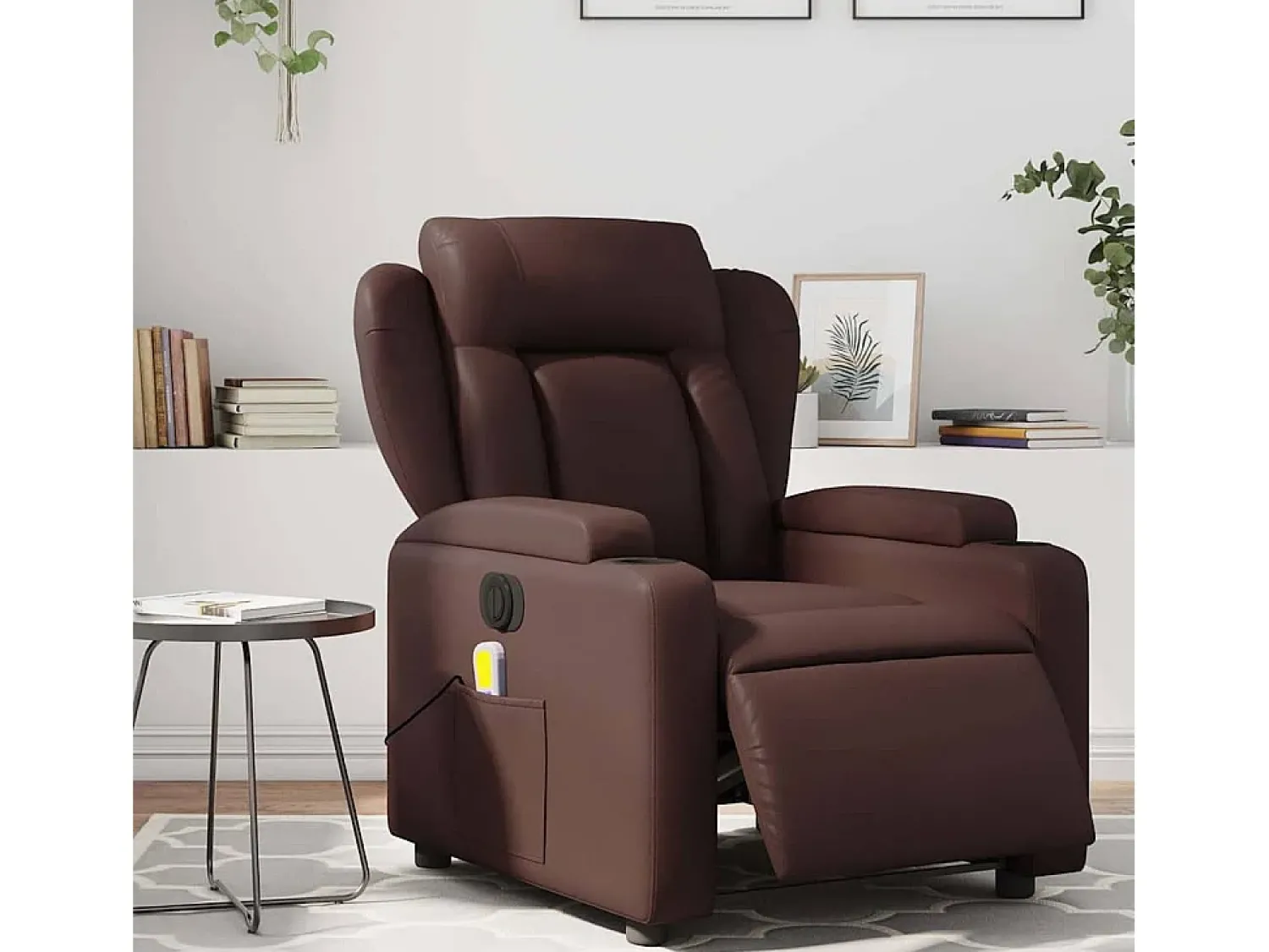 Poltrona* Poltrona massagens reclinável elétrica couro artif. SHL224936 Castanho