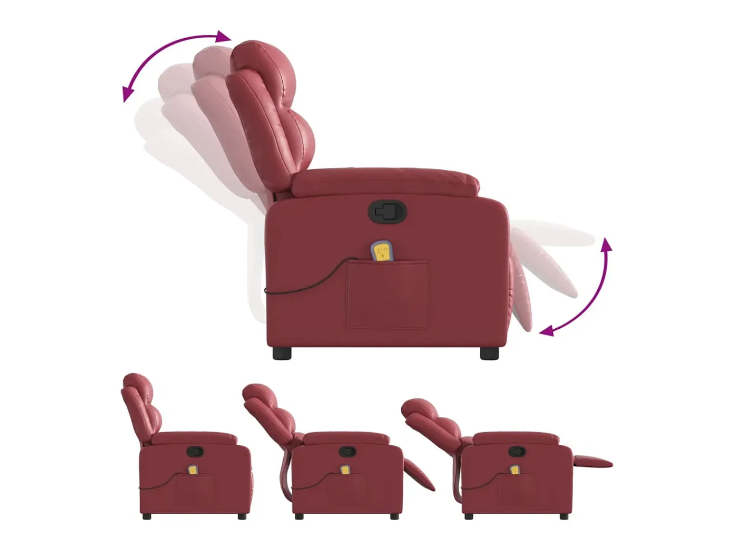 Online vidaxl Poltrona massagens reclinável couro artificial tinto Vermelho