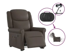 Outlet Poltrona massagens reclinável elevatória couro artificial SHL685299 Castanho