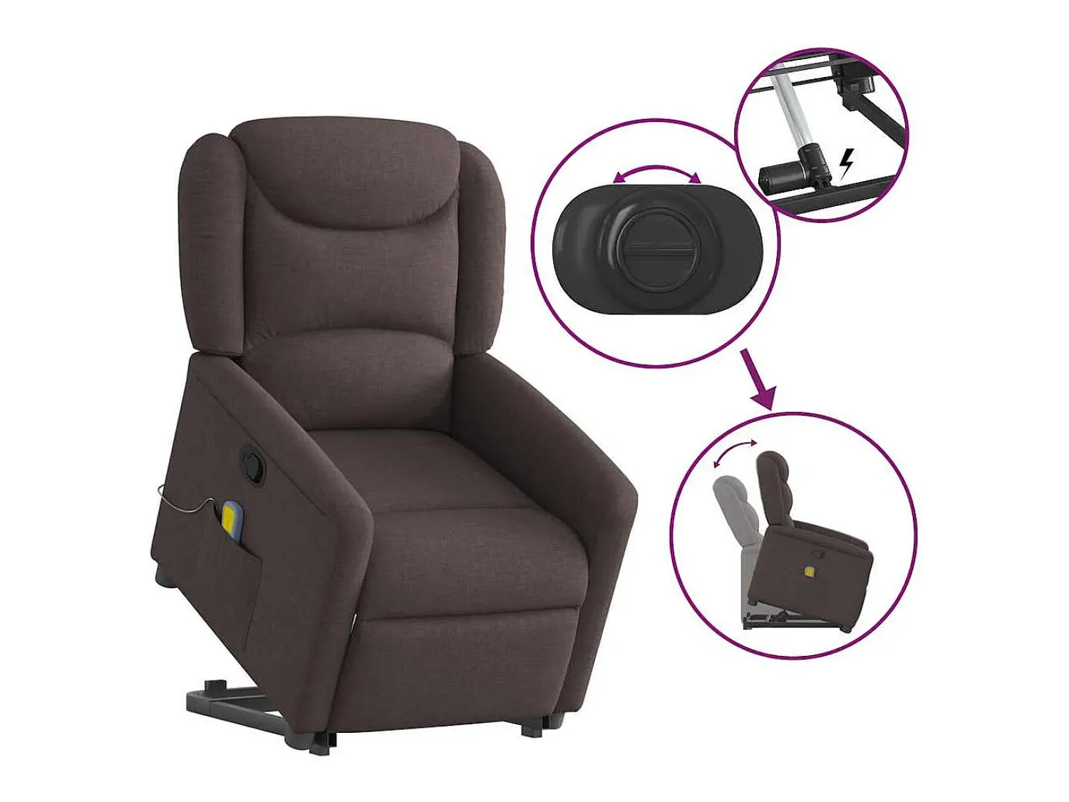Poltrona* Poltrona massagens reclinável elevatória tecido -escuro SHL424720 Castanho