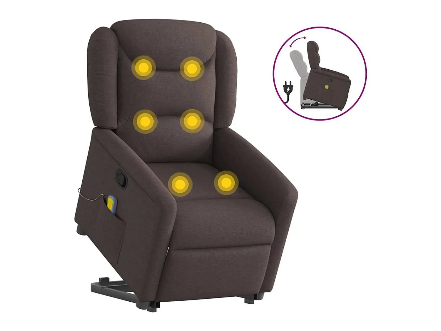 Poltrona* Poltrona massagens reclinável elevatória tecido -escuro SHL424720 Castanho
