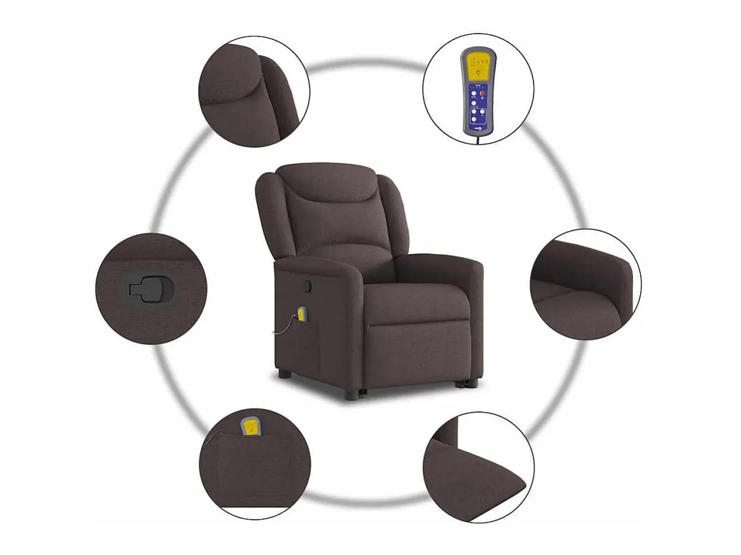 Poltrona* Poltrona massagens reclinável elevatória tecido -escuro SHL424720 Castanho