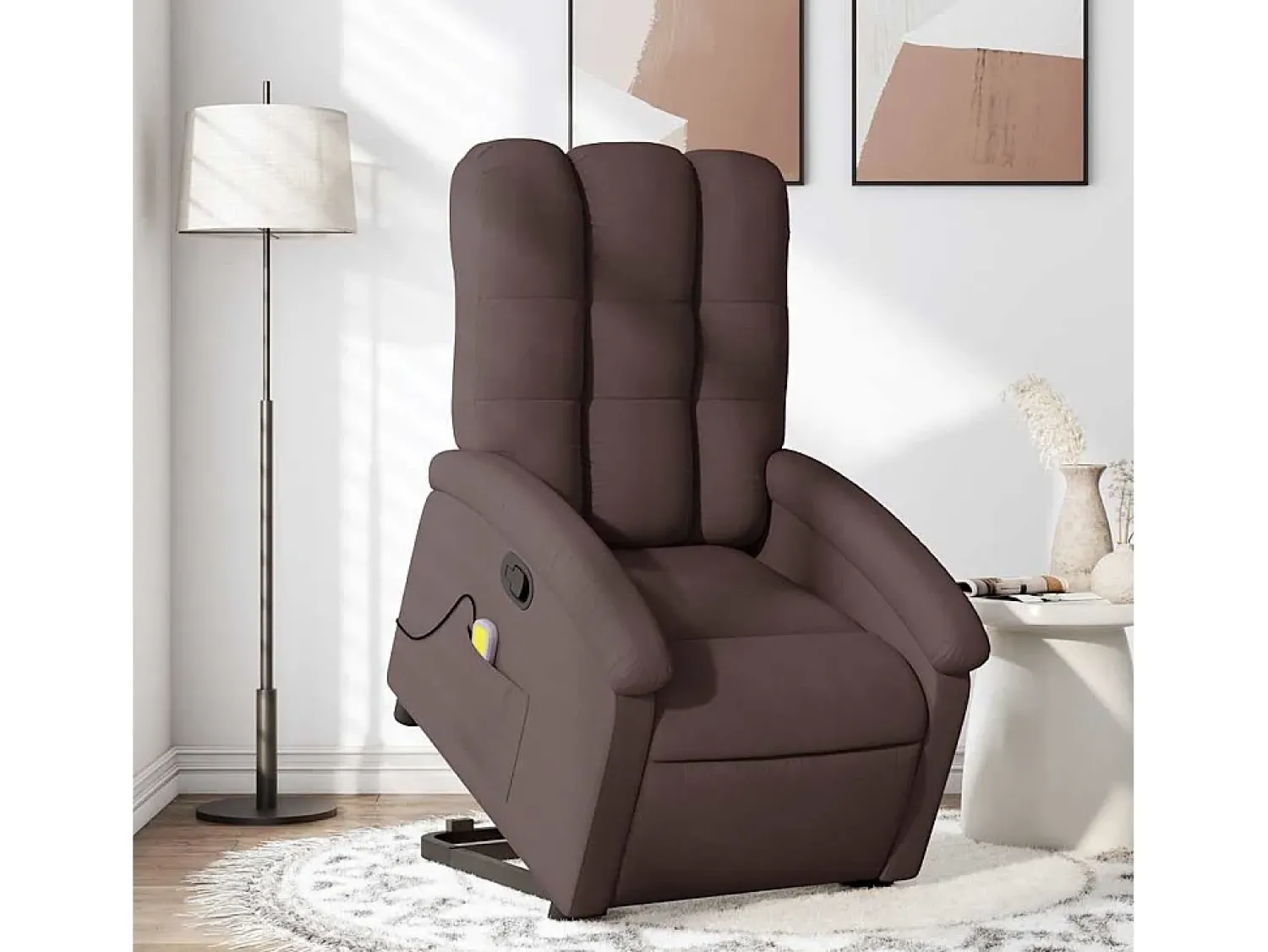Poltrona| Poltrona massagens reclinável elevatória tecido -escuro SHL147658 Castanho