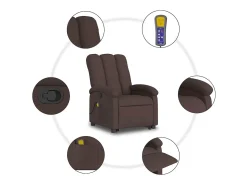 Poltrona| Poltrona massagens reclinável elevatória tecido -escuro SHL147658 Castanho