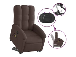 Poltrona| Poltrona massagens reclinável elevatória tecido -escuro SHL147658 Castanho
