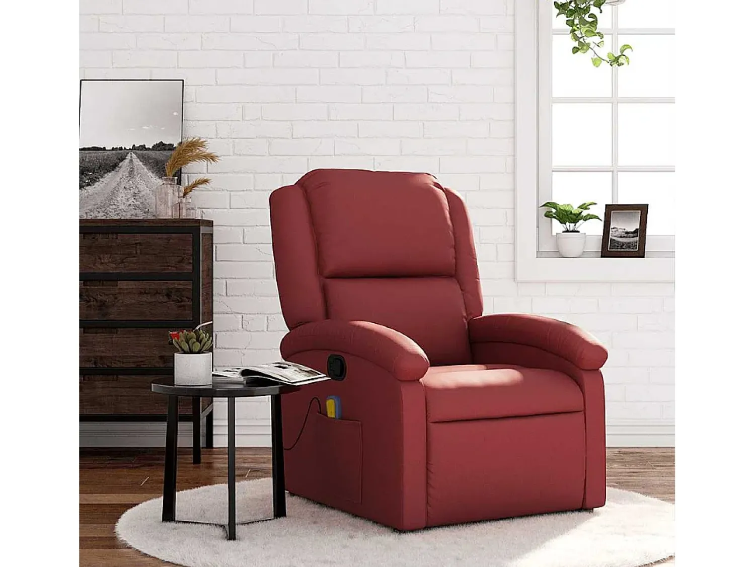 Poltrona| Poltrona massagens reclinável couro artificial tinto SHL946375 Vermelho