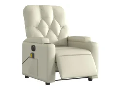 Poltrona| Poltrona massagens reclinável elétrica couro artificial SHL4077 Creme