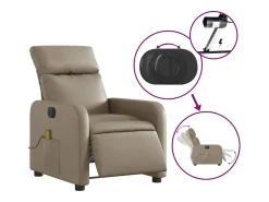 Poltrona* Poltrona massagens reclinável elétrica couro artif. cappuccino SHL666106 Castanho