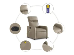 Poltrona* Poltrona massagens reclinável elétrica couro artif. cappuccino SHL666106 Castanho