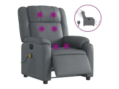 Outlet vidaxl Poltrona massagens reclinável elétrica couro artif. Cinzento