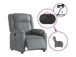 Outlet vidaxl Poltrona massagens reclinável elétrica couro artif. Cinzento