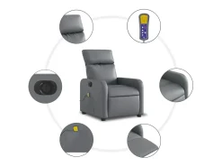 Poltrona| Poltrona massagens reclinável elétrica couro artif. SHL240728 Cinzento