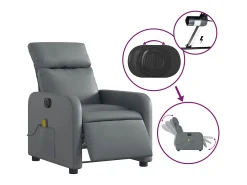 Poltrona| Poltrona massagens reclinável elétrica couro artif. SHL240728 Cinzento