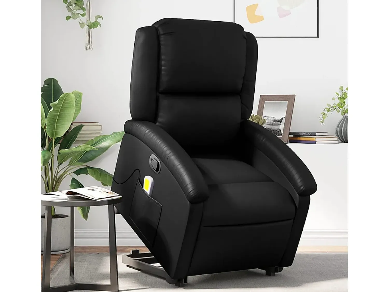 Poltrona massagens reclinável elevatória couro artificial SHL520400^ Poltrona