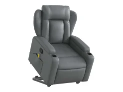 Clearance Poltrona massagens reclinável elevatória couro artif. SHL475955 Cinzento