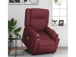 Poltrona| Poltrona massagens reclinável couro artificial tinto SHL667008 Vermelho
