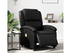 Poltrona massagens reclinável elétrica couro artificial SHL370116 Preto