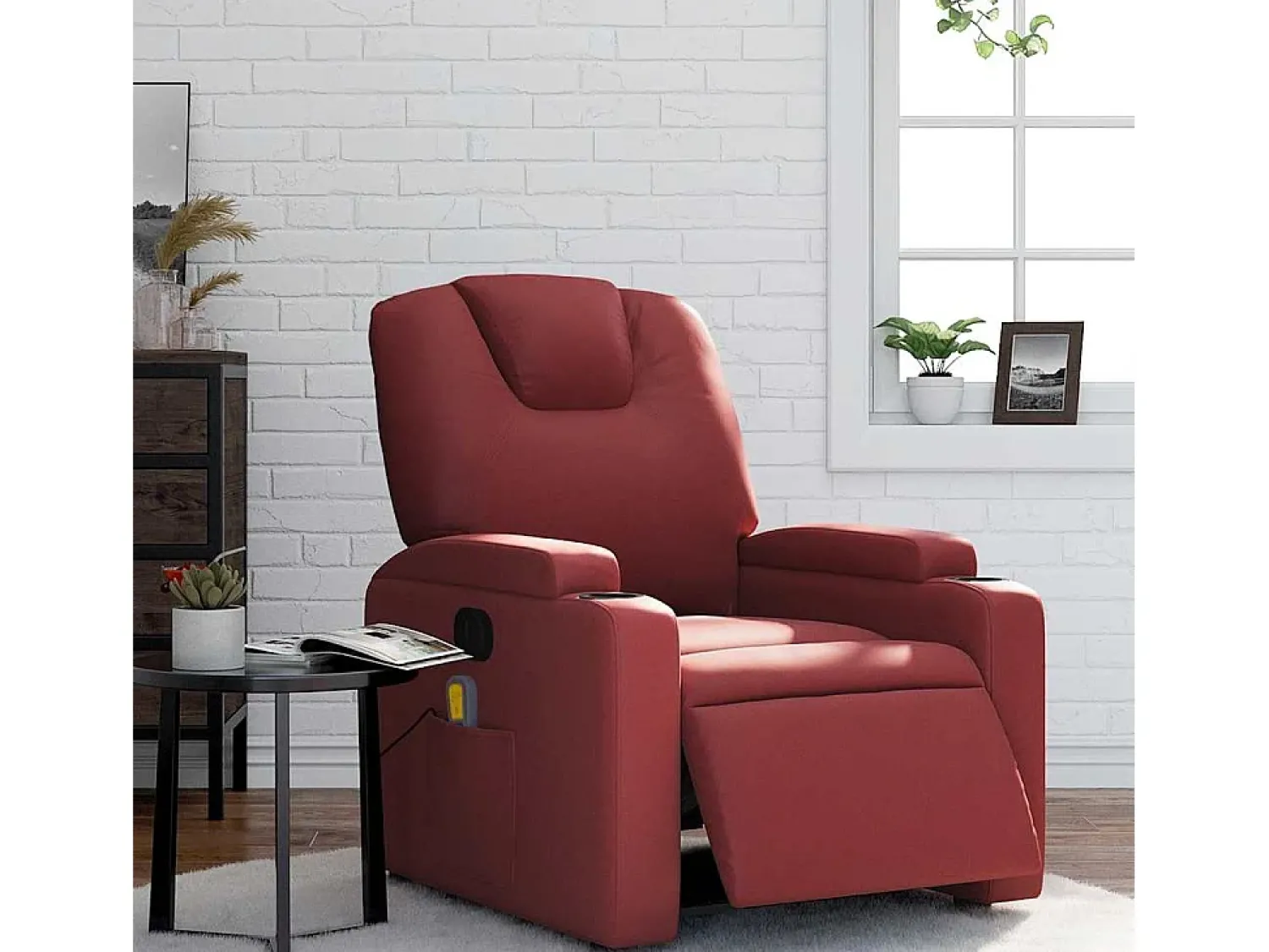 Poltrona* Poltrona massagens reclin. elétrica couro artif. -tinto SHL789234 Vermelho
