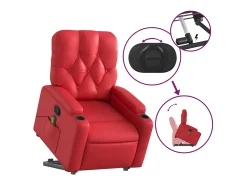 Poltrona* Poltrona massagens reclinável elevatória couro artif. SHL731238 Vermelho