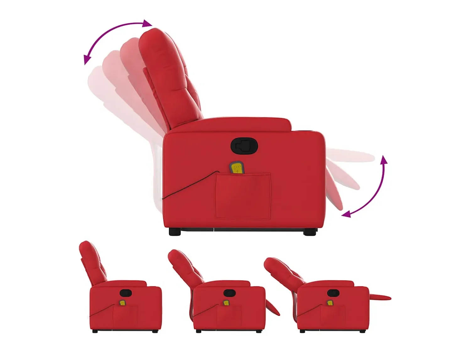 Poltrona* Poltrona massagens reclinável elevatória couro artif. SHL731238 Vermelho