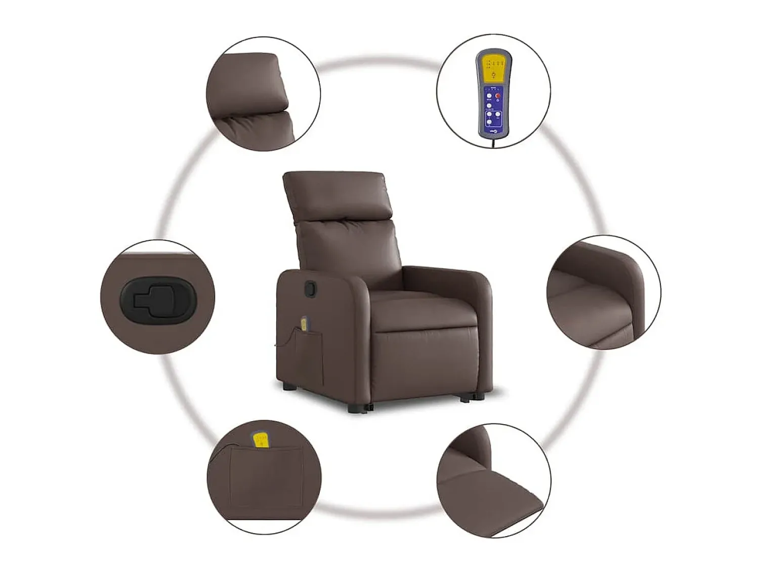 Poltrona* Poltrona massagens reclinável elevatória couro artif. SHL279173 Castanho