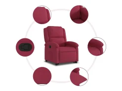 Discount vidaxl Poltrona massagens reclinável elevatória veludo tinto Vermelho